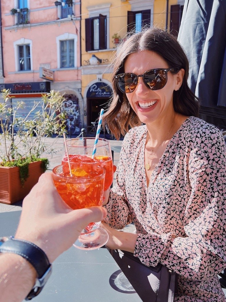 drinking a spritz outside in Milan