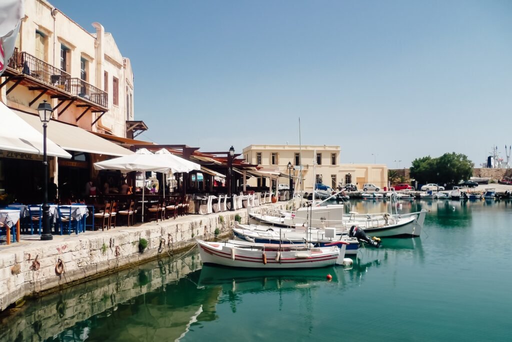 Boats on the water in Crete, Greece