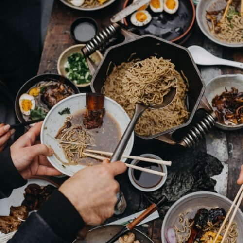 table of food in portland, Oregon