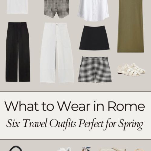 Essential Rome spring packing list with stylish and comfortable travel outfits. Includes versatile layers, breathable fabrics, and chic accessories for exploring Rome in spring.