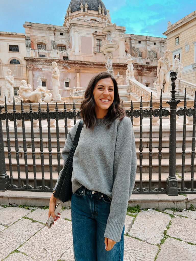 Portrait in Palermo, surrounded by Sicilian architecture – sharing real Italy inspiration from my trip.