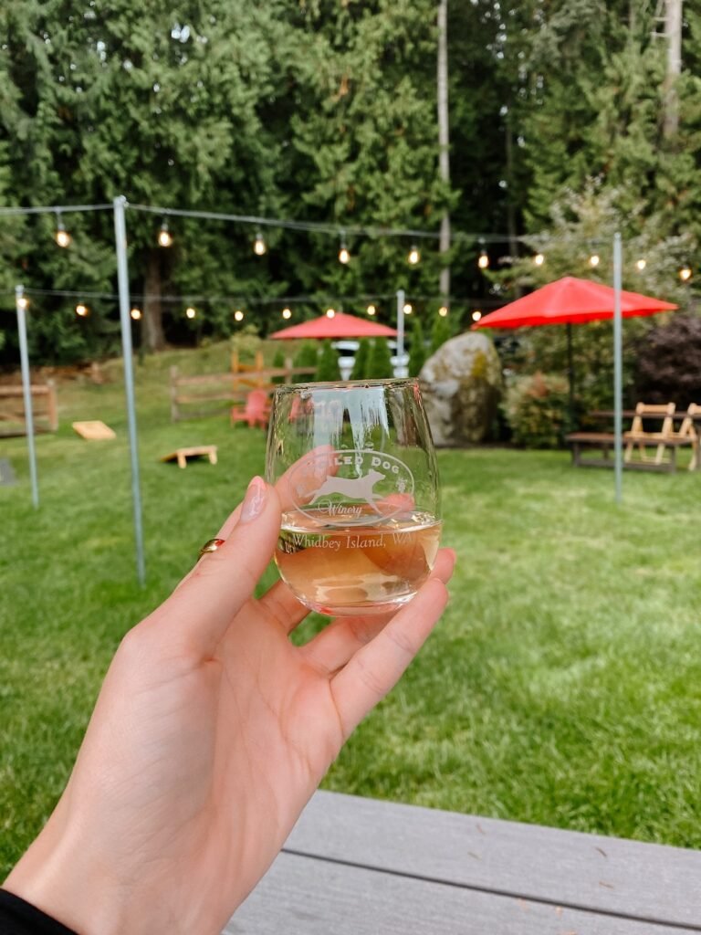 Outdoor wine tasting at Spoiled Dog Winery in Langley, near Fort Casey on Whidbey Island