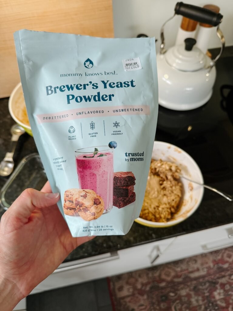 No-bake protein bites with key ingredients like brewer’s yeast